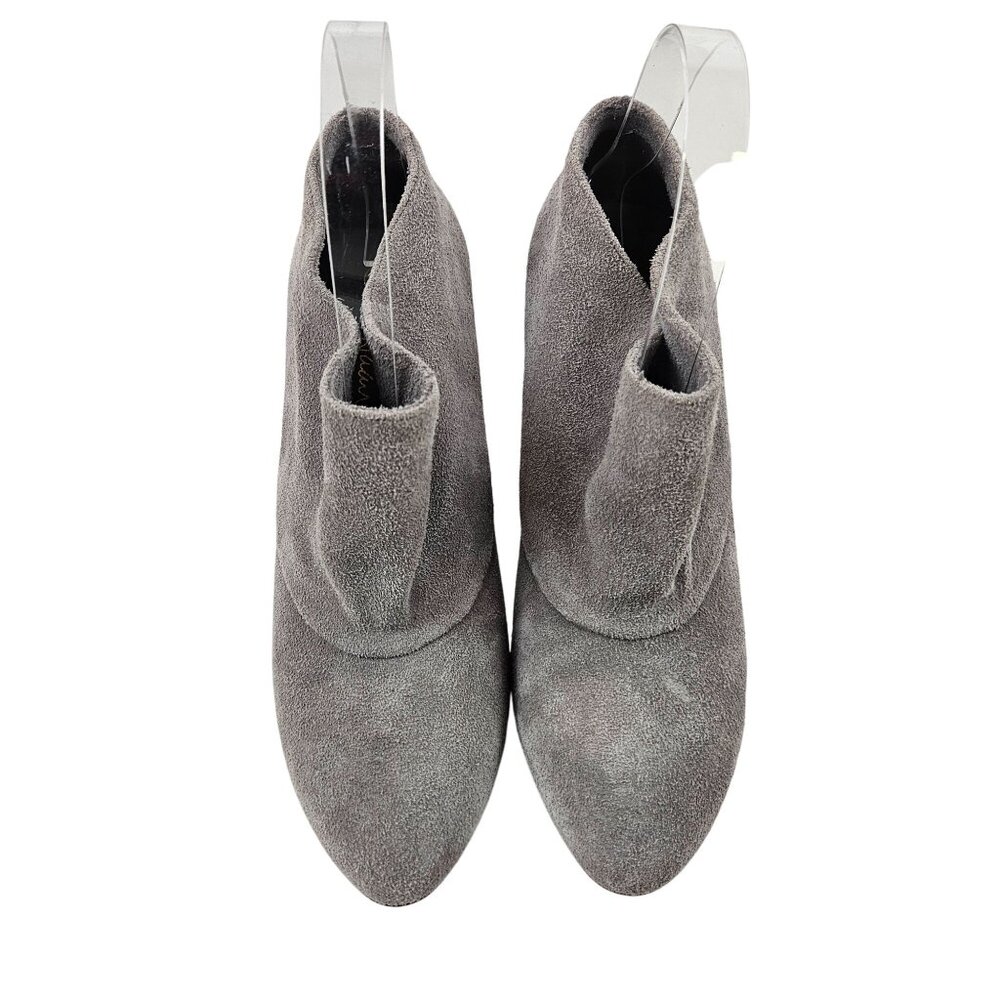 Cole Haan Gray Suede Ankle Booties Womens 7B Slip On Boots Cone Heel Dressy - Picture 2 of 8